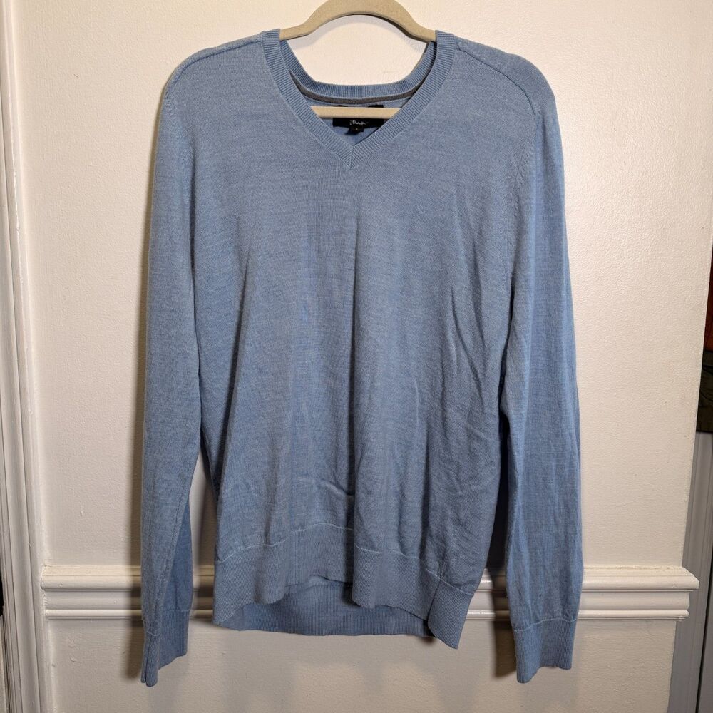 Banana Republic Baruffa Men's L Blue 100% Italian Merino Wool V Neck Sweater